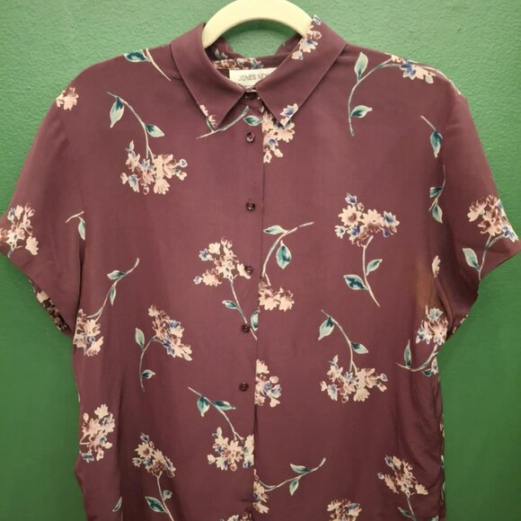 Vintage Jones New York 100% Silk SS Top sz 12 - Picture 1 of 5